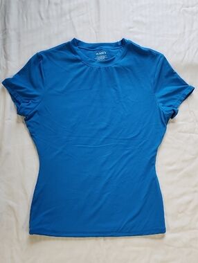 PUMIEY Crew Neck Short Sleeve Tee Slim Fit Blue Sz S